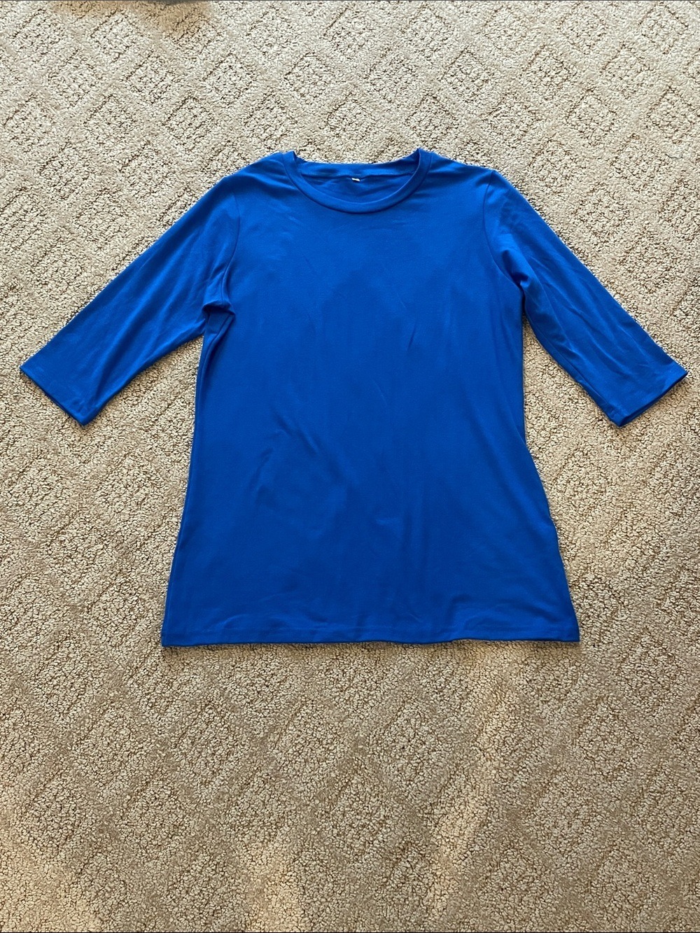 Amazon Women's Royal Blue 3/4 Sleeve Crewneck Top